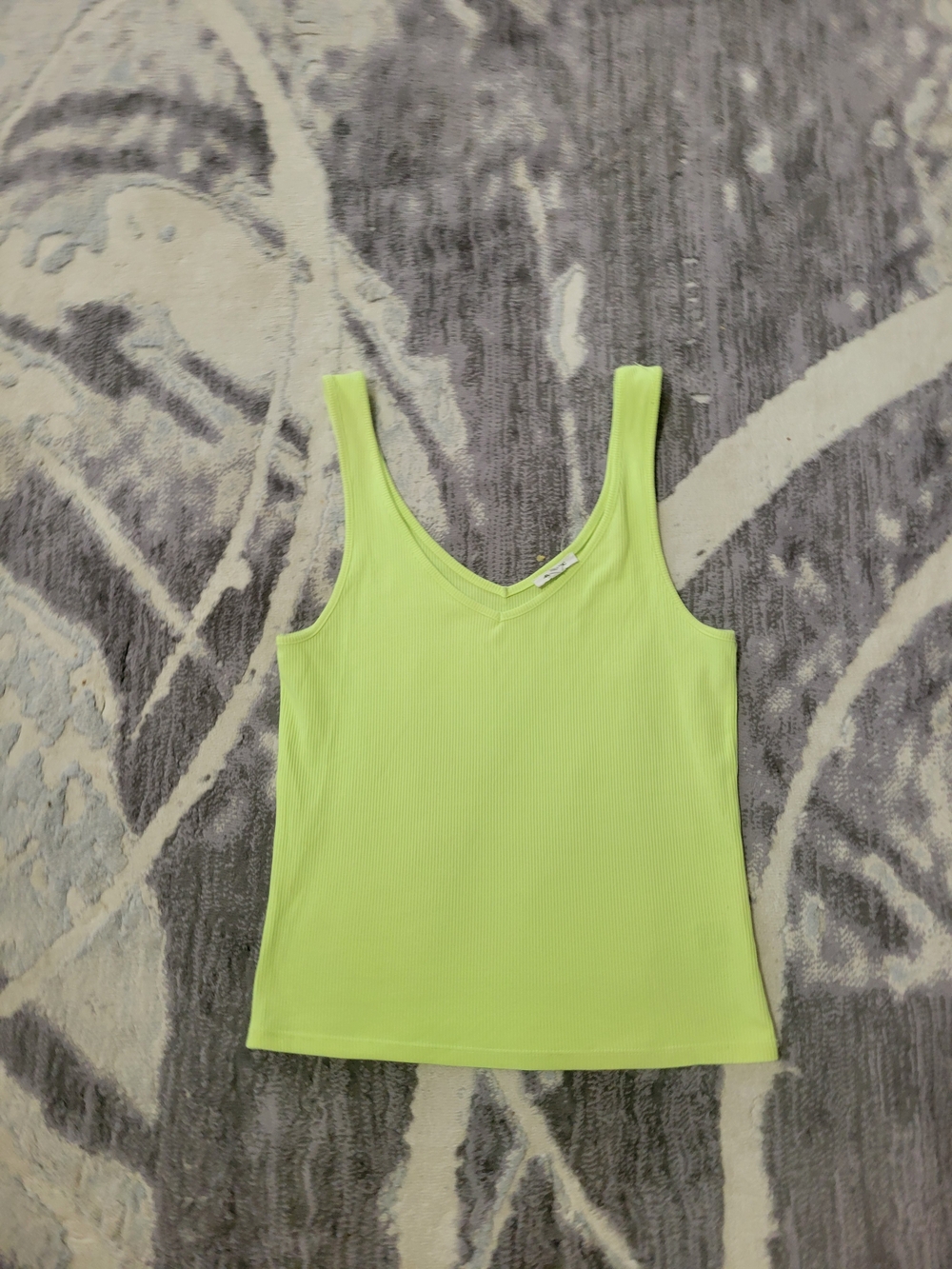 Women’s Neon Lime Ribbed Tank Top -Size M